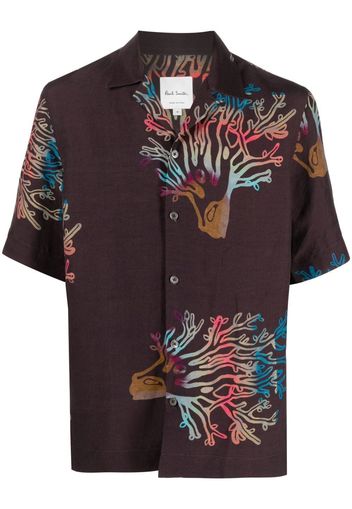 Paul Smith coral-print short sleeve shirt - Marrone