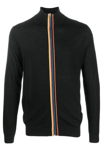 Paul Smith stripe-trim zipped cardigan - Nero