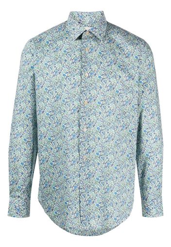 Paul Smith floral-print cotton shirt - Blu