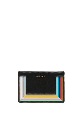 Paul Smith stripe-detail leather cardholder - Nero