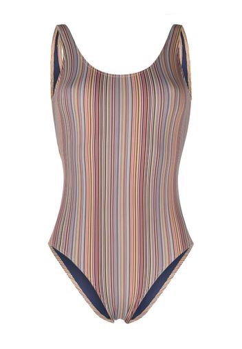 Paul Smith round-neck striped swimsuit - Verde