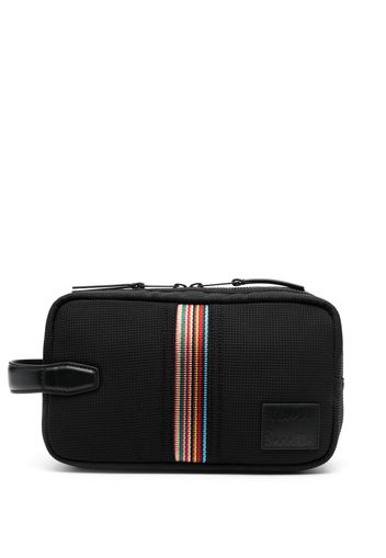 Paul Smith stripe-embroidered wash bag - Nero