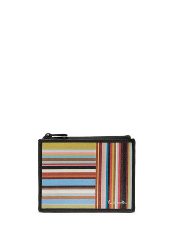 Paul Smith Portafoglio Signature-Stripe con zip - Nero