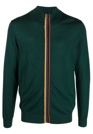 Paul Smith stripe-detailing zip-up cardigan - Verde