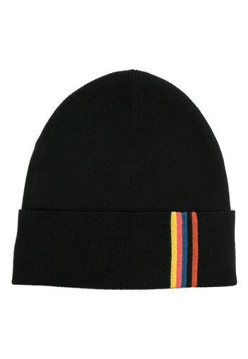 Paul Smith stripe-detail wool beanie - Nero