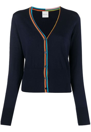 Paul Smith stripe-detailing merino wool cardigan - Blu