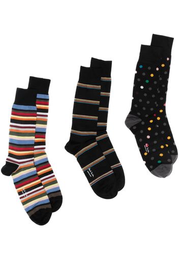 Paul Smith patterned fine-knit socks (pack of three) - Nero