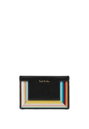 Paul Smith stripe-detail leather cardholder - Nero