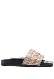 Paul Smith stripe-print leather slides - Nero