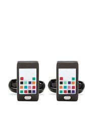 Paul Smith Phone logo-engraved cufflinks - Nero