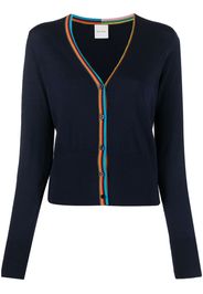 Paul Smith stripe-detailing merino wool cardigan - Blu