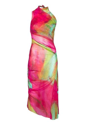 Paula Canovas del Vas abstract-print mesh midi dress - Rosa