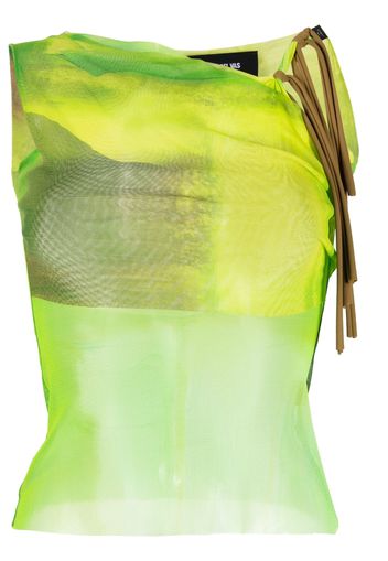 Paula Canovas del Vas cut out-detail mesh top - Verde