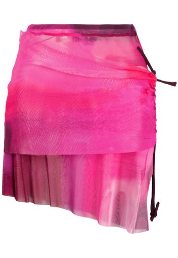 Paula Canovas del Vas graphic-print mesh miniskirt - Rosa