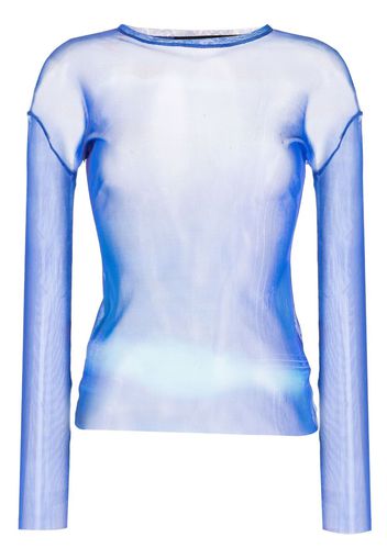 Paula Canovas del Vas abstract-print sheer T-Shirt - Blu