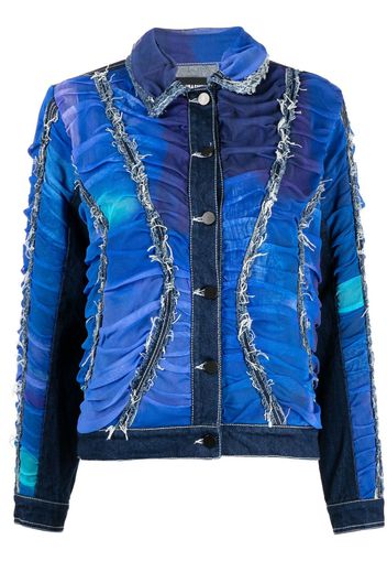 Paula Canovas del Vas ruched frayed denim jacket - Blu