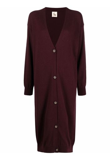 PAULA Cardigan lungo con scollo a V - Rosso