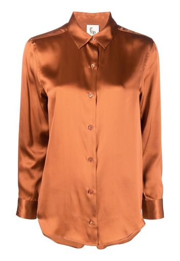 PAULA long-sleeve silk shirt - Marrone