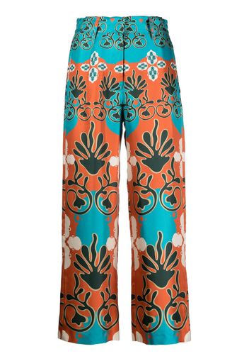 PAULA patterned-jacquard wide-leg trousers - Blu