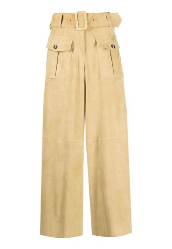 PAULA wide-leg suede trousers - Toni neutri