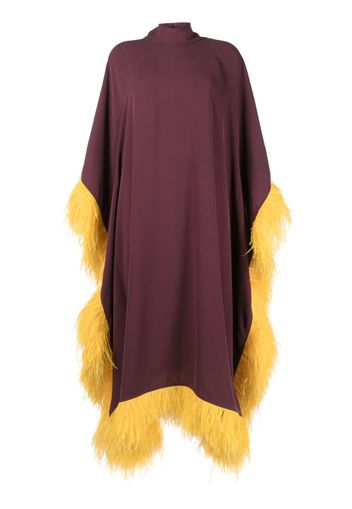 PAULA feather-trim kaftan dress - Viola