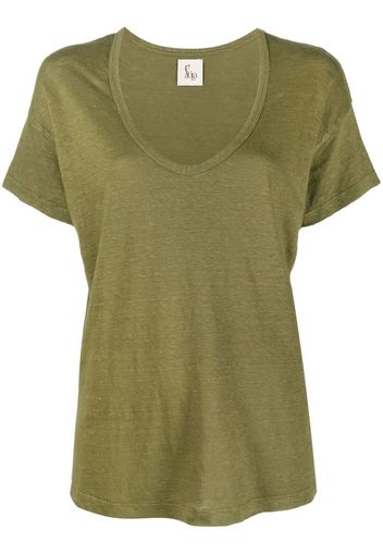 PAULA U-neck linen T-shirt - Verde