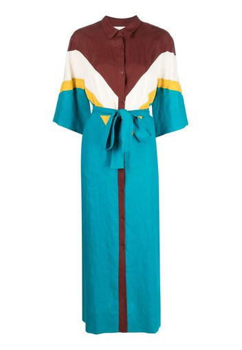 PAULA panelled-design linen maxi dress - Blu