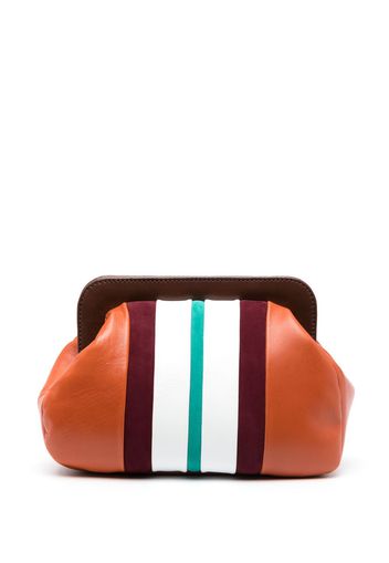 PAULA stripe-detail leather clutch bag - Arancione