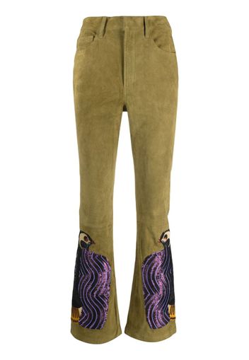 PAULA motif-embroidered flared trousers - Verde