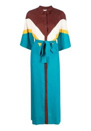 PAULA panelled-design linen maxi dress - Blu