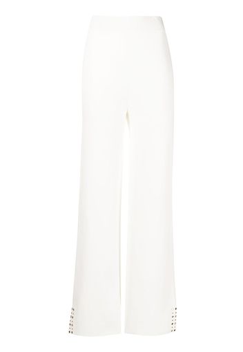 Paule Ka eyelet-detail flared trousers - Bianco