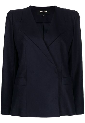 Paule Ka collarless asymmetric blazer - Blu