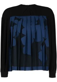 Paule Ka pleated floral-print blouse - Nero