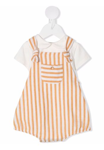 Paz Rodriguez stripe-print cotton romper - Bianco