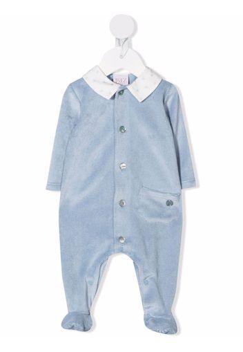 Paz Rodriguez two-tone velvet babygrow - Blu