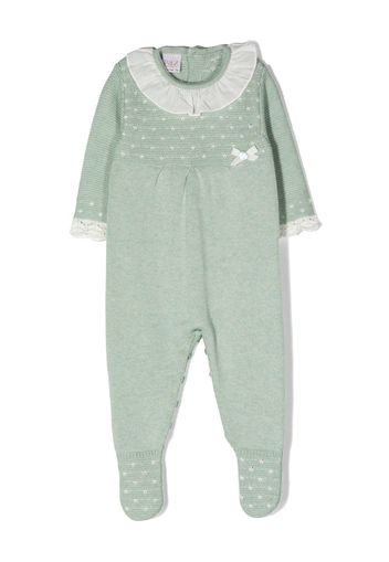 Paz Rodriguez ruffled-collar knitted babygrow - Verde