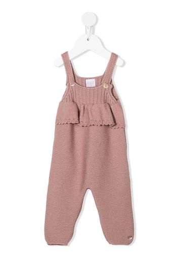 Paz Rodriguez ruffled knit-panel dungarees - Rosa