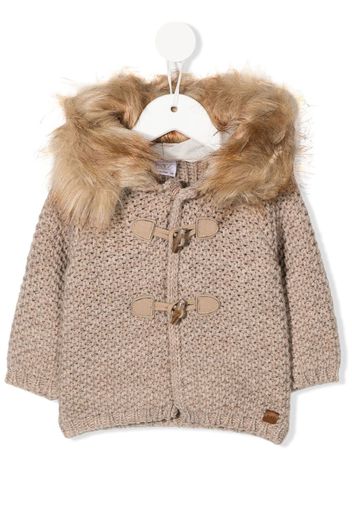 Paz Rodriguez knitted faux fur-trim duffle coat - Toni neutri