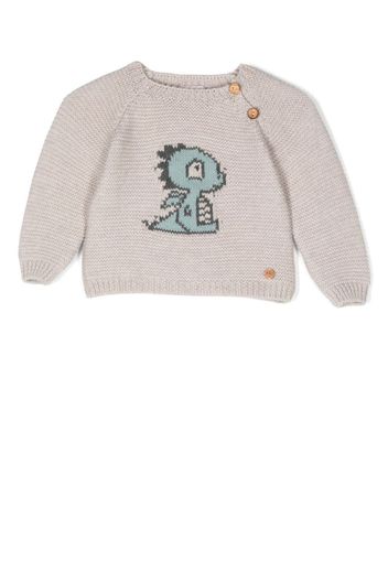 Paz Rodriguez baby dinosaur-knit jumper - Toni neutri