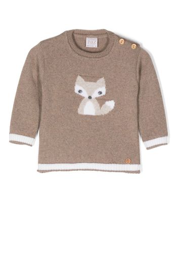 Paz Rodriguez fox-knit wool jumper - Marrone