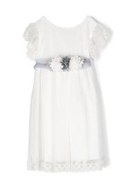 Paz Rodriguez faux-flower lace-trim dress - Bianco