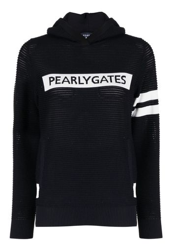 PEARLY GATES intarsia-knit logo hooded jumper - Nero