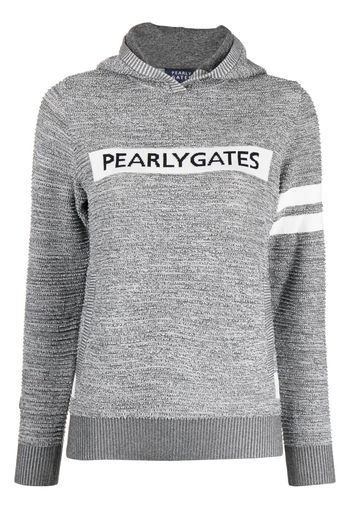 PEARLY GATES intarsia-knit logo hooded jumper - Grigio