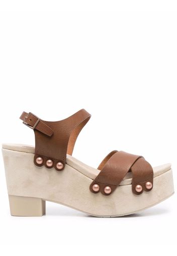 Pedro Garcia Dunia leather clog sandals - Marrone