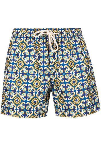 PENINSULA SWIMWEAR tile-print swim shorts - Blu