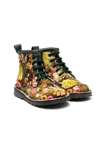 floral print velvet boots