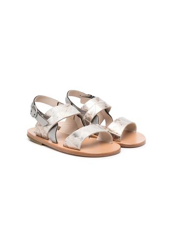 Pèpè double-strap leather sandals - Effetto metallizzato