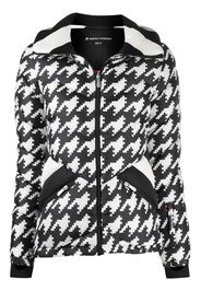 padded chevron jacket with houndstooth print