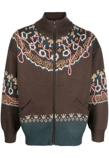 Perks And Mini Mirage Fair Isle wool-blend cardigan - Marrone