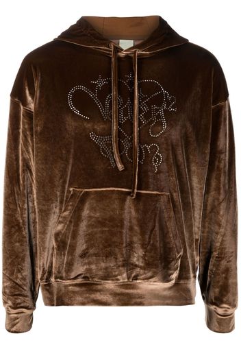 Perks And Mini Varg 2.0 velour drawstring hoodie - Marrone